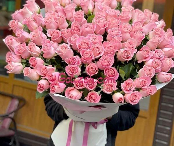 عکس دسته گل رز گلبهی