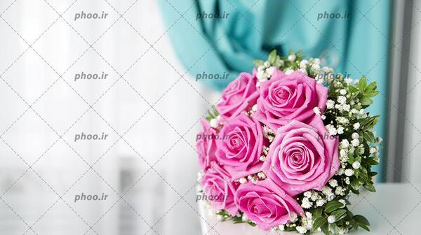 عکس دسته گل عروس با گل رز
