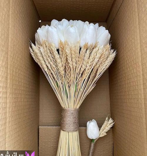 عکس دسته گل عروس با گندم