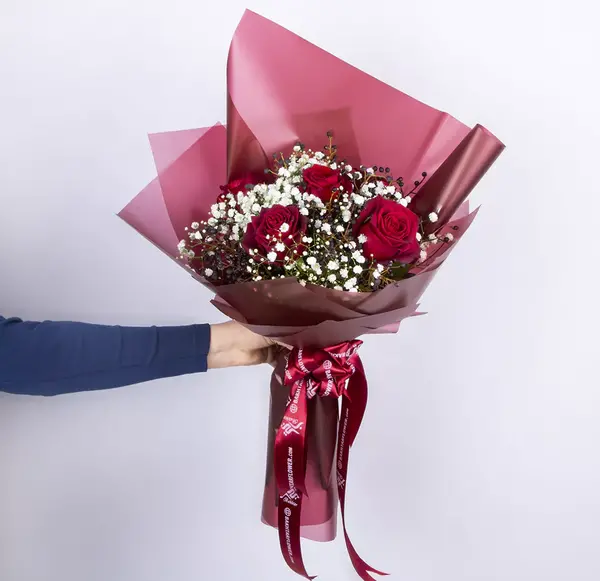عکس دسته گل رز ساده