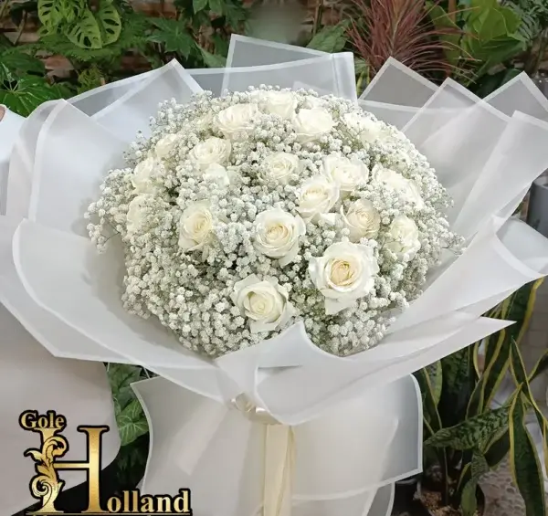 عکس دسته گل سفید رز