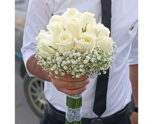 عکس دسته گل سفید رز
