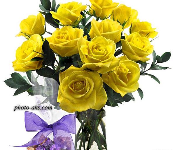 عکس دسته گل رز زرد