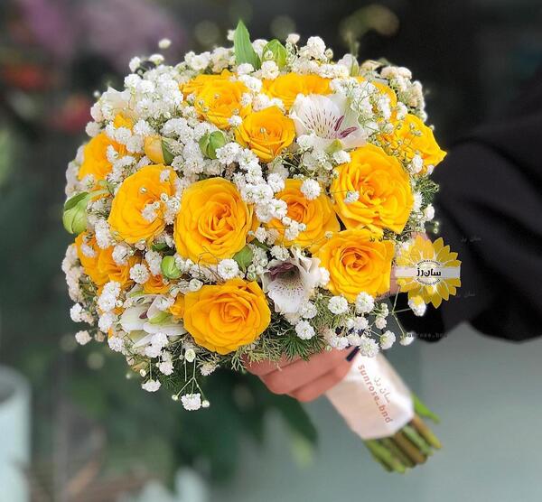 عکس دسته گل رز زرد