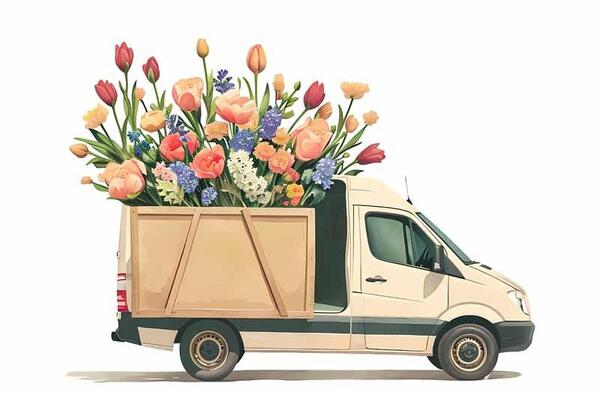 عکس دسته گل روی داشبورد ماشین