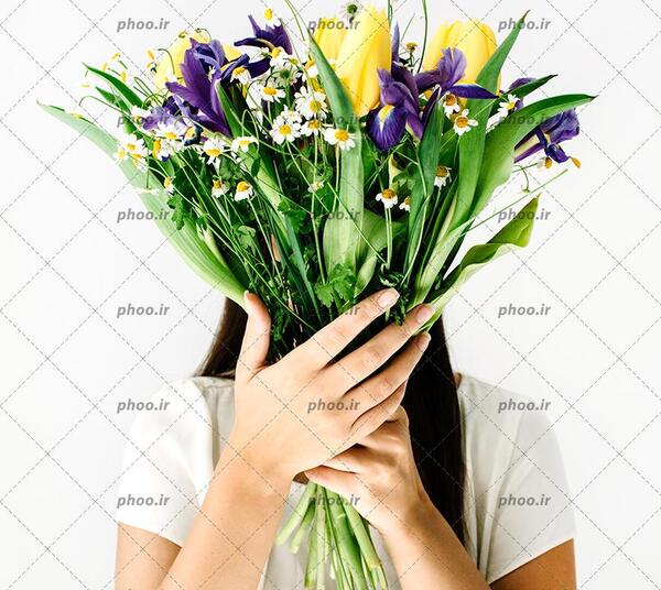 عکس دسته گل بنفش و سفید