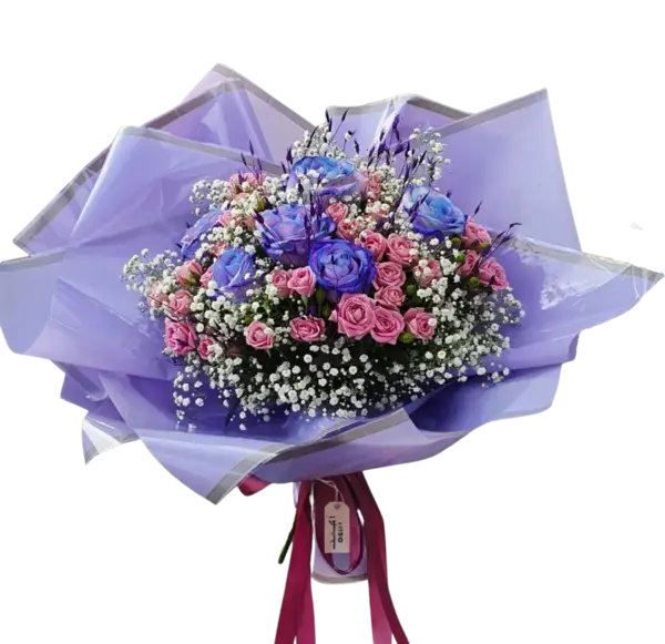 عکس دسته گل رز بنفش