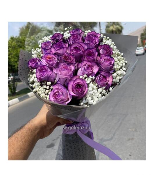 عکس دسته گل رز بنفش