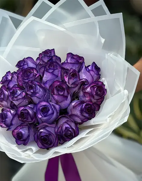 عکس دسته گل رز بنفش