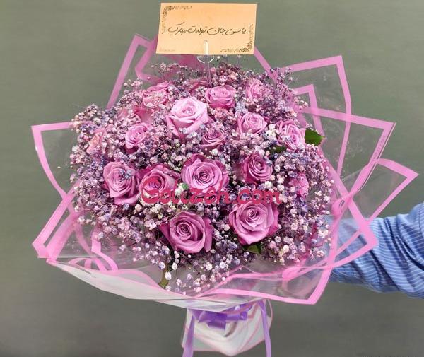 دانلود عکس دسته گل رز بنفش