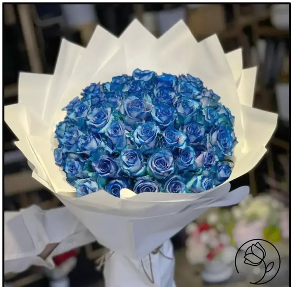 عکس دسته گل رز ابی و سفید