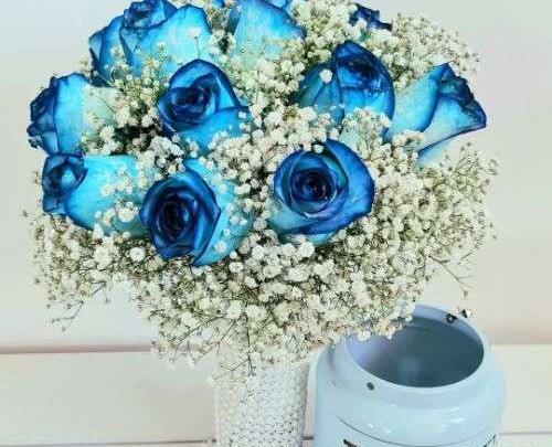 عکس دسته گل عروس به رنگ آبی