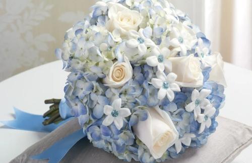 عکس دسته گل عروس به رنگ آبی