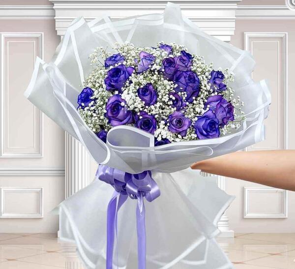 عکس دسته گل عروس رز ابی