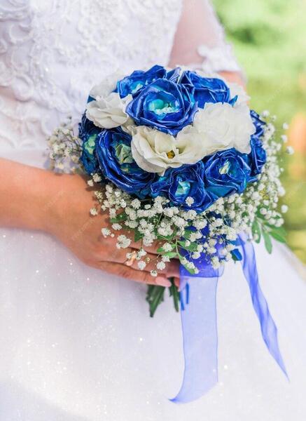 عکس دسته گل عروس رز ابی
