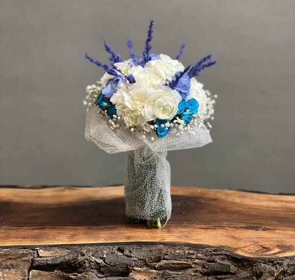 عکس دسته گل عروس رز ابی