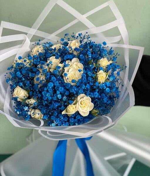 عکس دسته گل عروس رز ابی