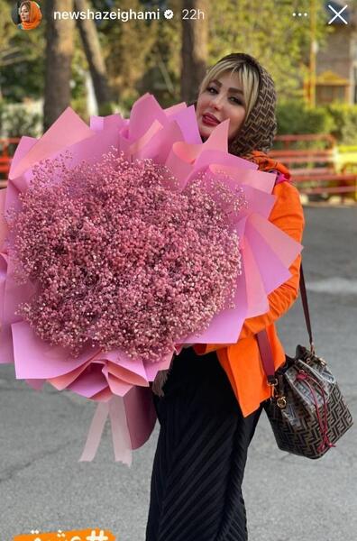عکس با دسته گل بزرگ