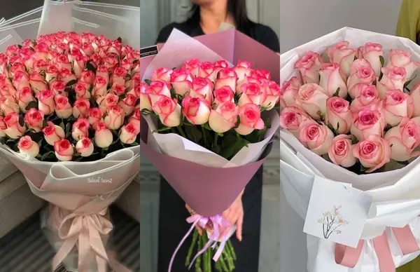 عکس دسته گل عروس صورتی