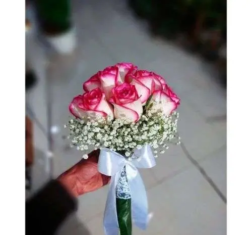 عکس دسته گل عروس صورتی