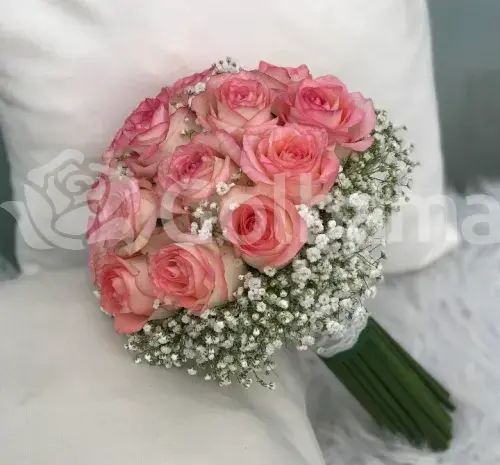 عکس دسته گل عروس صورتی
