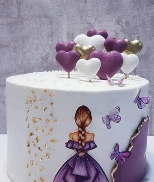 عکس کیک دخترانه بنفش
