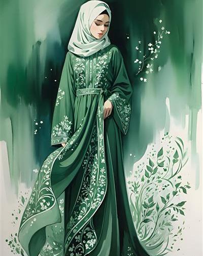 عکس نقاشی دیجیتال دختر با حجاب