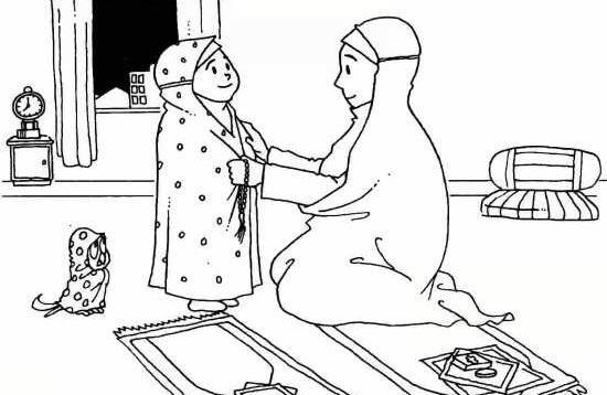 عکس نقاشی دختر ساده کودکانه با حجاب