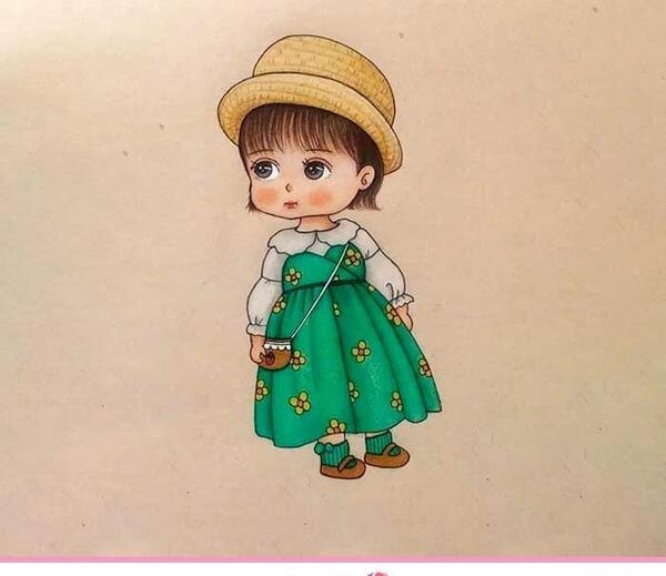 عکس نقاشی دختر ساده کودکانه با حجاب