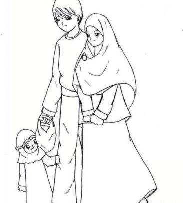 عکس نقاشی دختر ساده کودکانه با حجاب