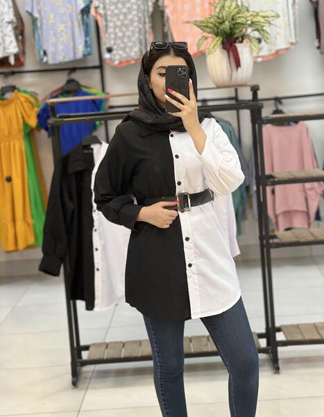 عکس مانتو دخترانه سفید مشکی