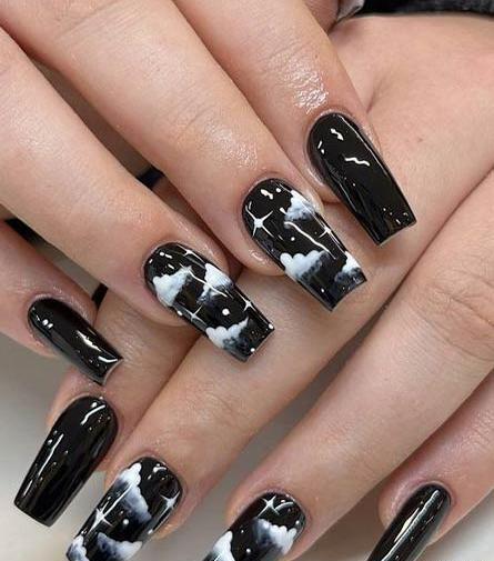 عکس لاک ژل دخترانه سفید مشکی