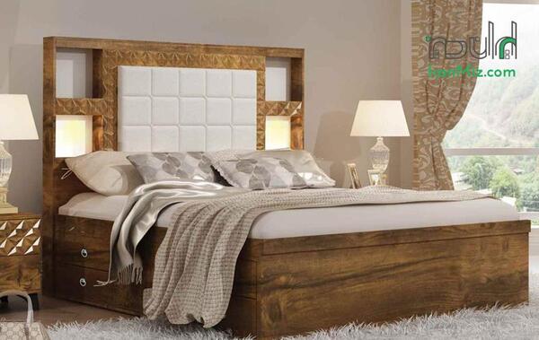 عکس تخت دونفره قهوه ای