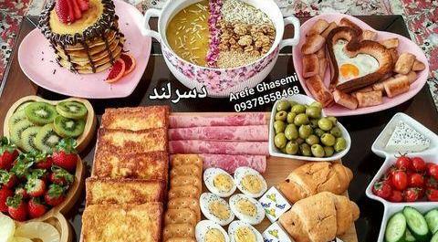 عکس صبحانه لاکچری دونفره