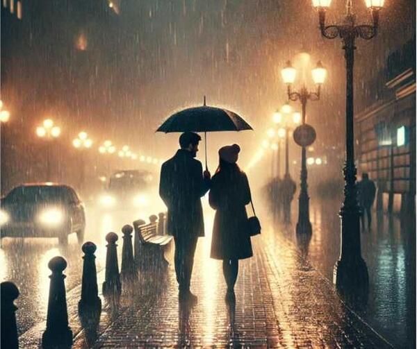 عکس دونفره زیر بارون عاشقانه