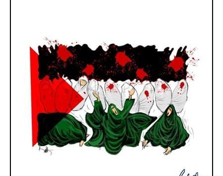 عکس نقاشی پرچم فلسطین و ایران