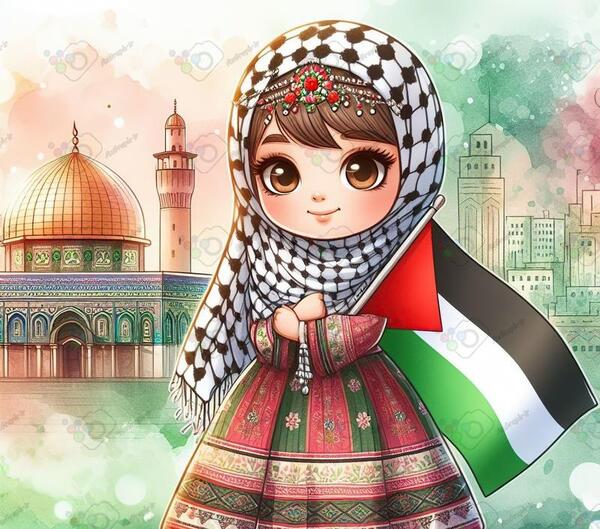 عکس دختر با پرچم فلسطین