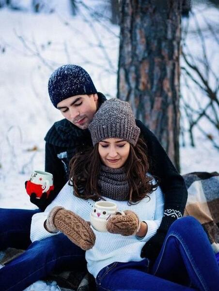 عکس عاشقانه دونفره برفی