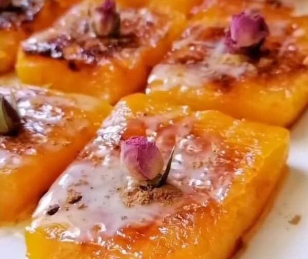 عکس تزیین دسر کدو حلوایی