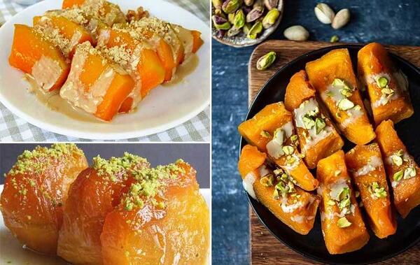 عکس تزیین دسر کدو حلوایی