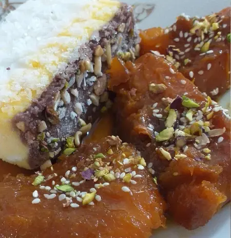 عکس تزیین دسر کدو حلوایی