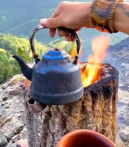 عکس چایی آتیشی در طبیعت