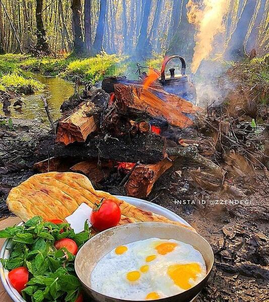 عکس چایی آتیشی در طبیعت