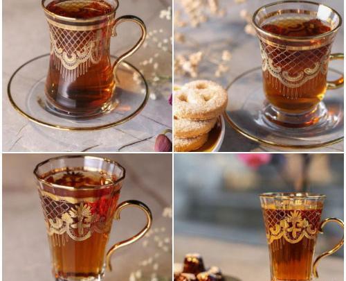 عکس لیوان چای لب طلایی