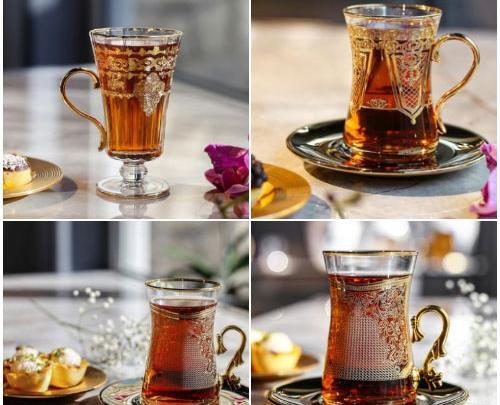 عکس لیوان چای لب طلایی