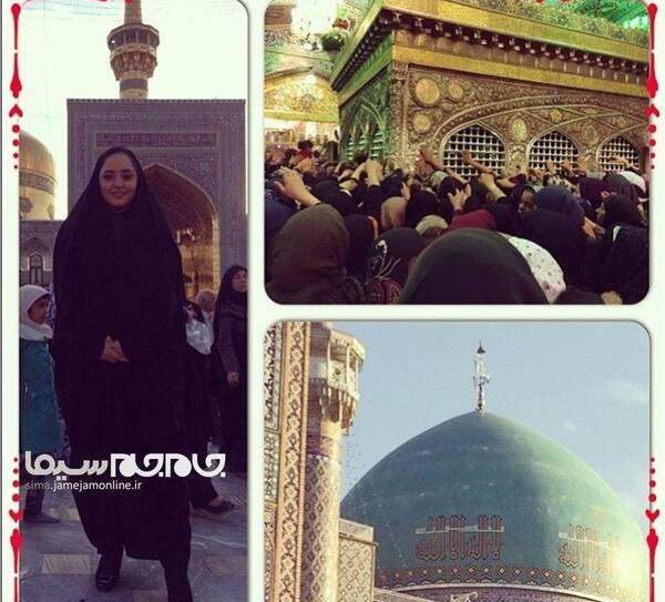 عکس حرم امام رضا با گل نرگس