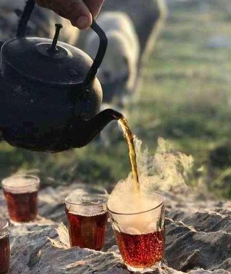 عکس فنجان چای در پاییز