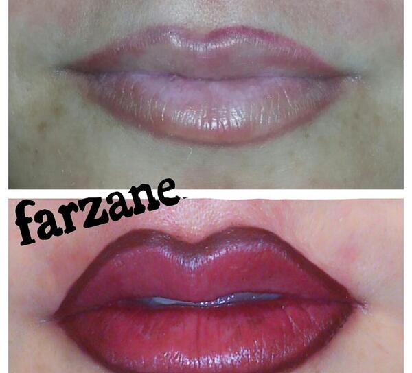 عکس خط لب تاتو شده