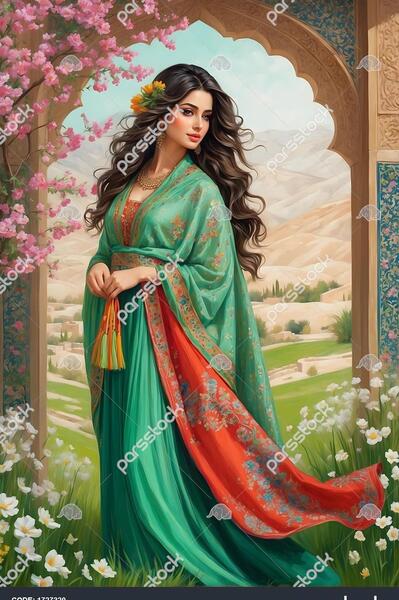 عکس دختر بهار نقاشی