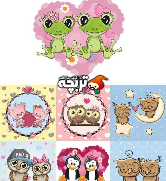 وکتور عکس حیوانات کارتونی بامزه
